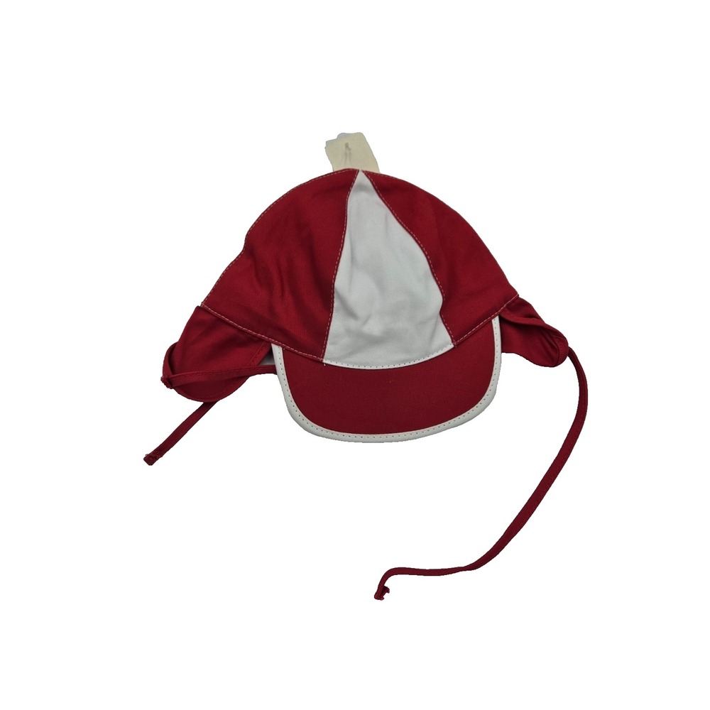 Vintage Red White Baby Hat Bonnet Infant Sun Cap Retro Toddler Tie
